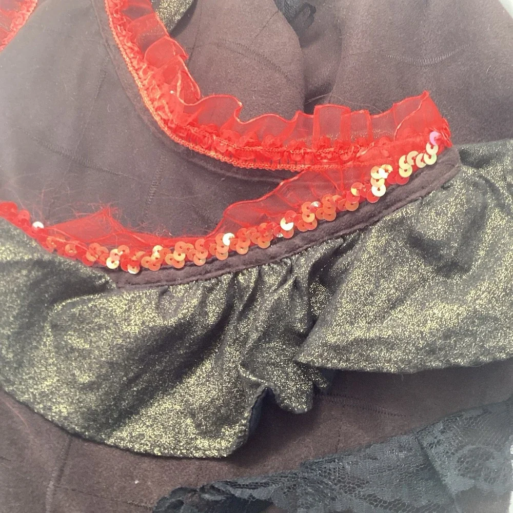 Brown Suede Sz 8 Skirt + Top Day of The Day Costume Mask Hair Clips Halloween - Picture 14 of 14